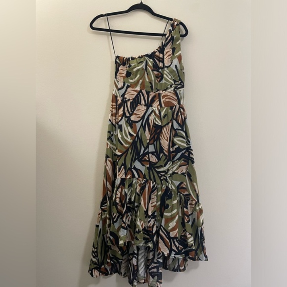 Aubrey Parks for Francesca’s Dalora One Shoulder Palm Print Midi Dress - S - Picture 12 of 12